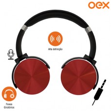 Headset P2 Estéreo Ajustável e Giratório com Microfone Cosmic OEX HS208 - Vermelho